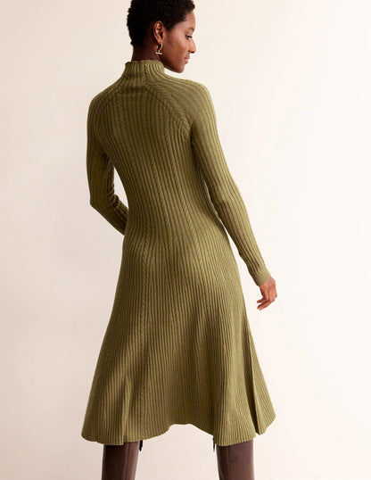 Tessa Knitted Dress-Dark Moss