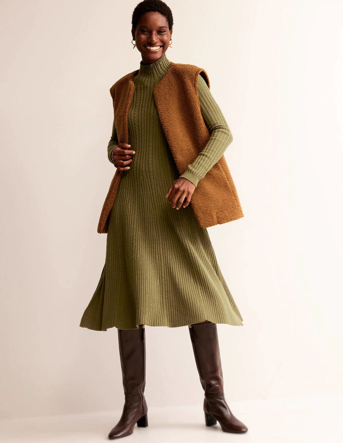 Tessa Knitted Dress-Dark Moss