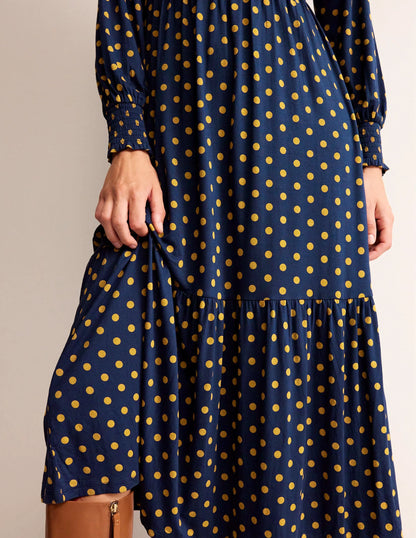 Rosanna Long Sleeve Tea Dress-French Navy, Spot