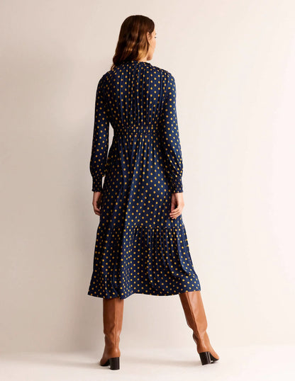 Rosanna Long Sleeve Tea Dress-French Navy, Spot