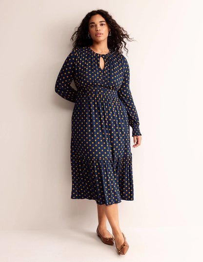 Rosanna Long Sleeve Tea Dress-French Navy, Spot