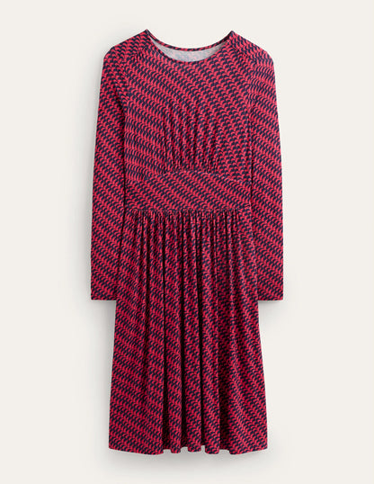 Thea Short Jersey Dress-Pop Peony, Geo fall