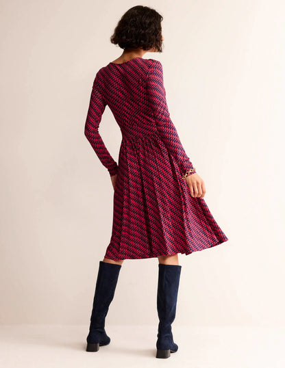 Thea Short Jersey Dress-Pop Peony, Geo fall