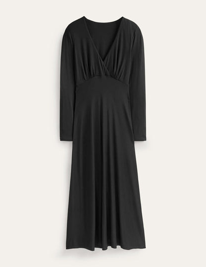 Long Sleeve Jersey Tea Dress-Black