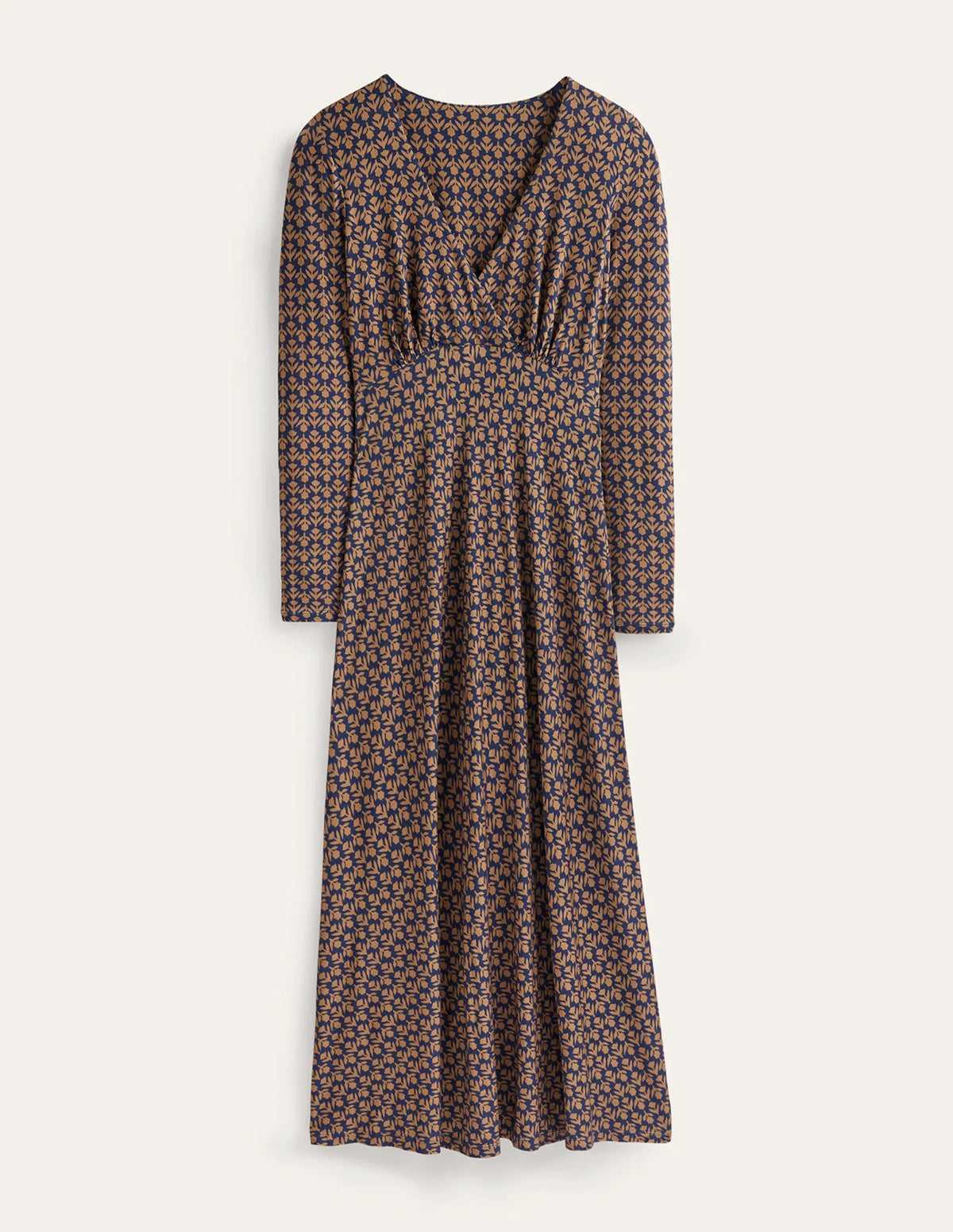 Long Sleeve Jersey Tea Dress-Camel, Tulip Pop