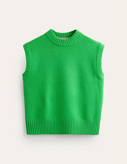 Chunky Cashmere Crew Neck Vest-Pigment Green