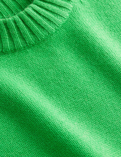 Chunky Cashmere Crew Neck Vest-Pigment Green