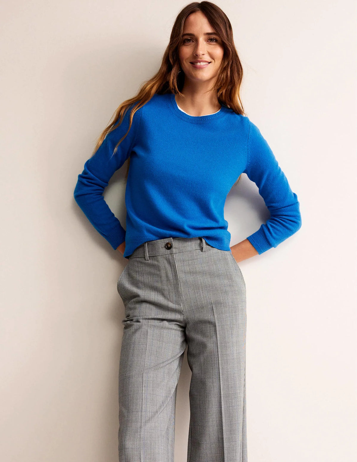 Eva Cashmere Crew Neck Sweater-Cyan