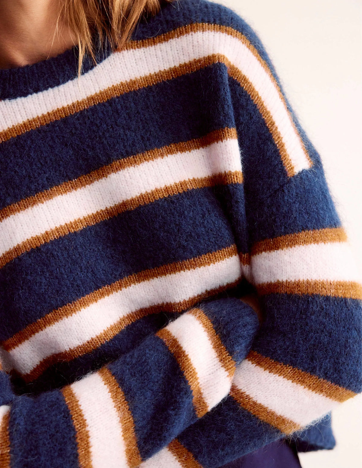 Rosemary Relaxed Sweater-French Navy, Pumpkin