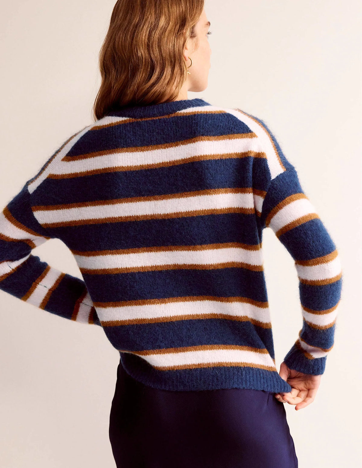Rosemary Relaxed Sweater-French Navy, Pumpkin