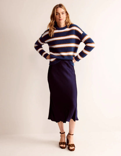 Rosemary Relaxed Sweater-French Navy, Pumpkin