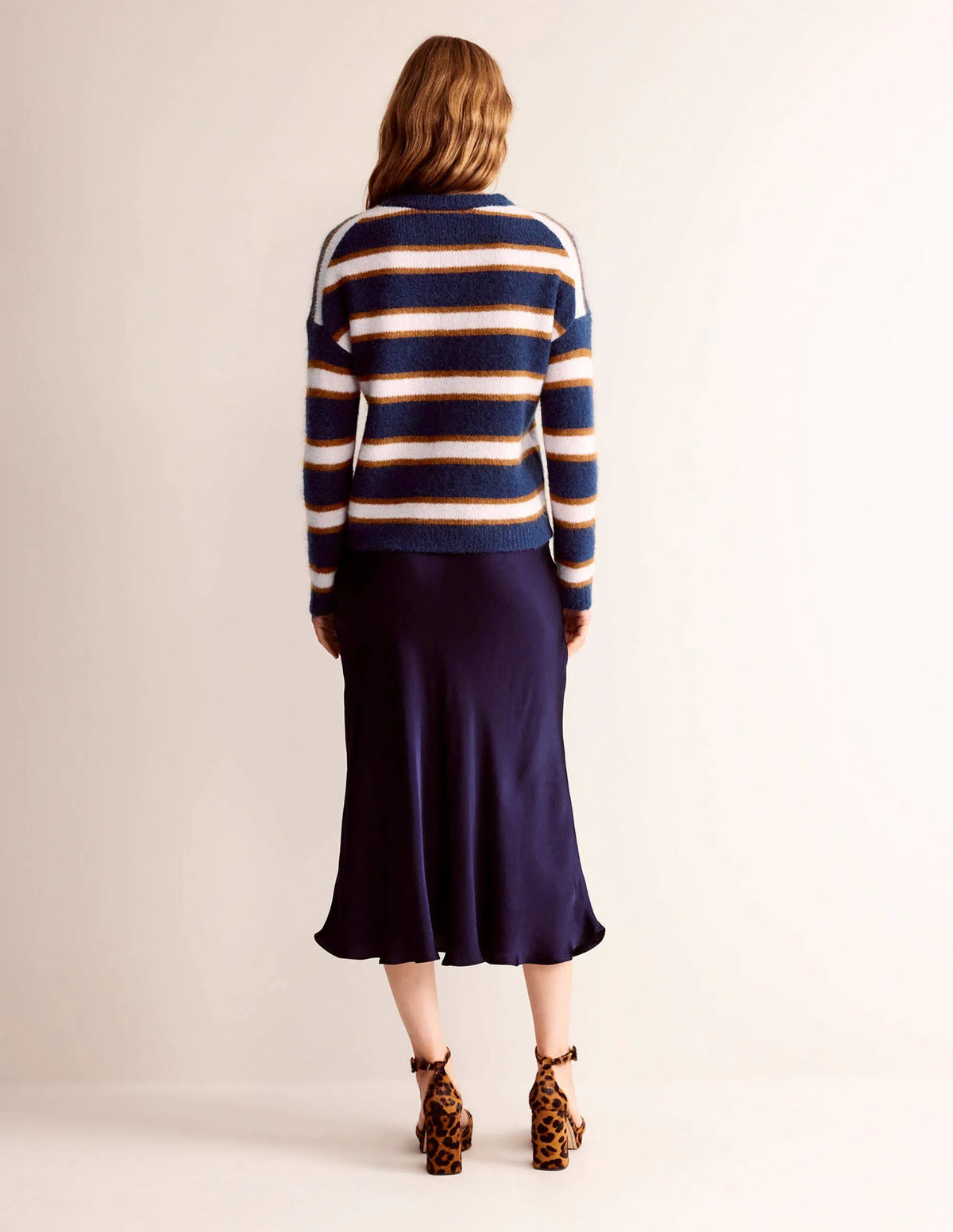 Rosemary Relaxed Sweater-French Navy, Pumpkin
