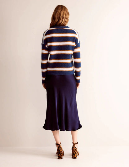 Rosemary Relaxed Sweater-French Navy, Pumpkin