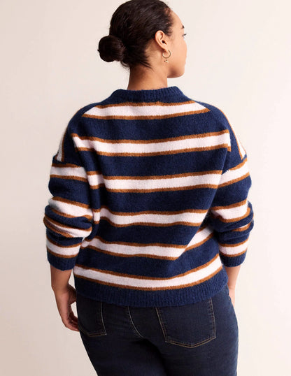 Rosemary Relaxed Sweater-French Navy, Pumpkin