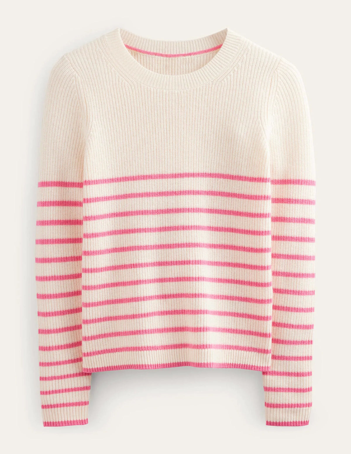 Francesca Stripe Jumper-Warm Ivory, Crayon Pink