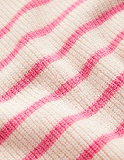 Francesca Stripe Jumper-Warm Ivory, Crayon Pink