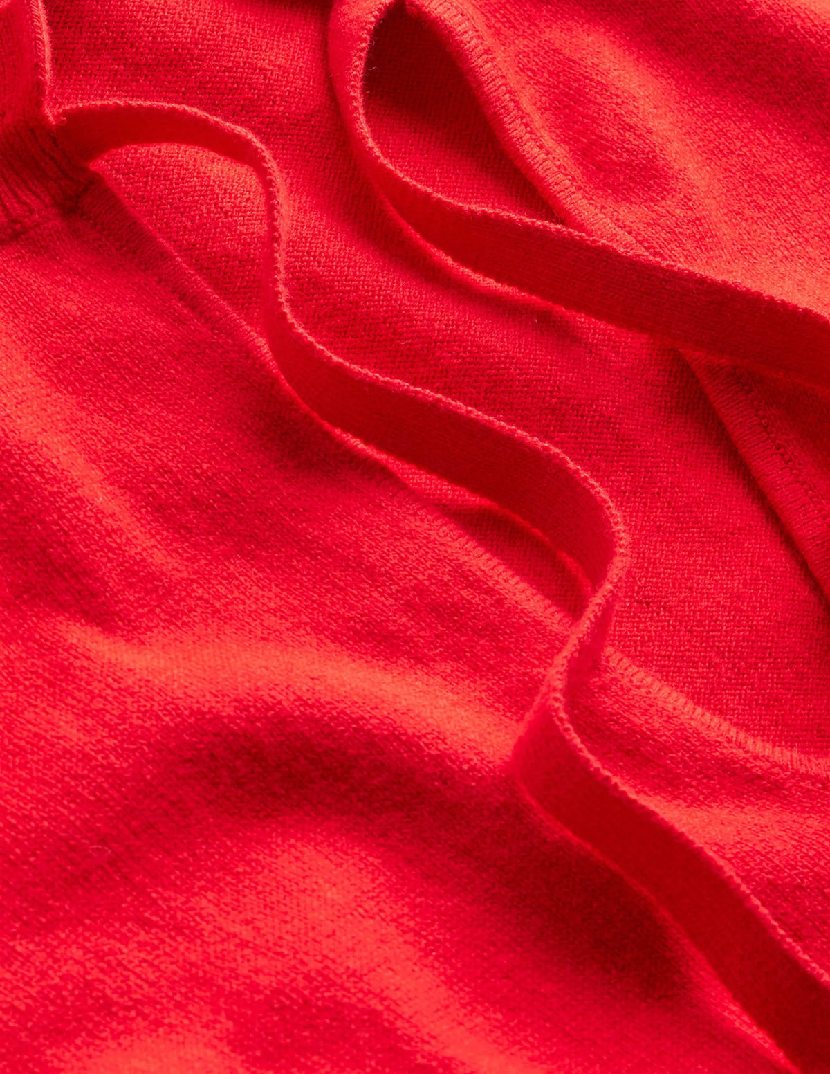Ruffle Tie-Neck Sweater-Brilliant Red