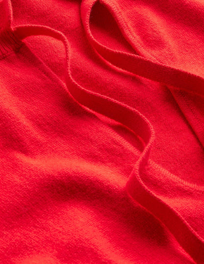 Ruffle Tie-Neck Sweater-Brilliant Red