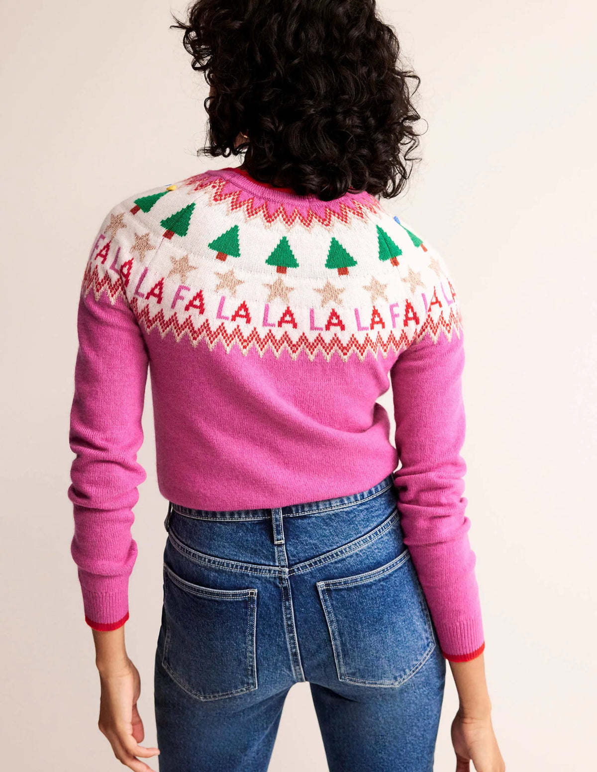 Edie Fair Isle Sweater-Vibrant Pink Fair Isle