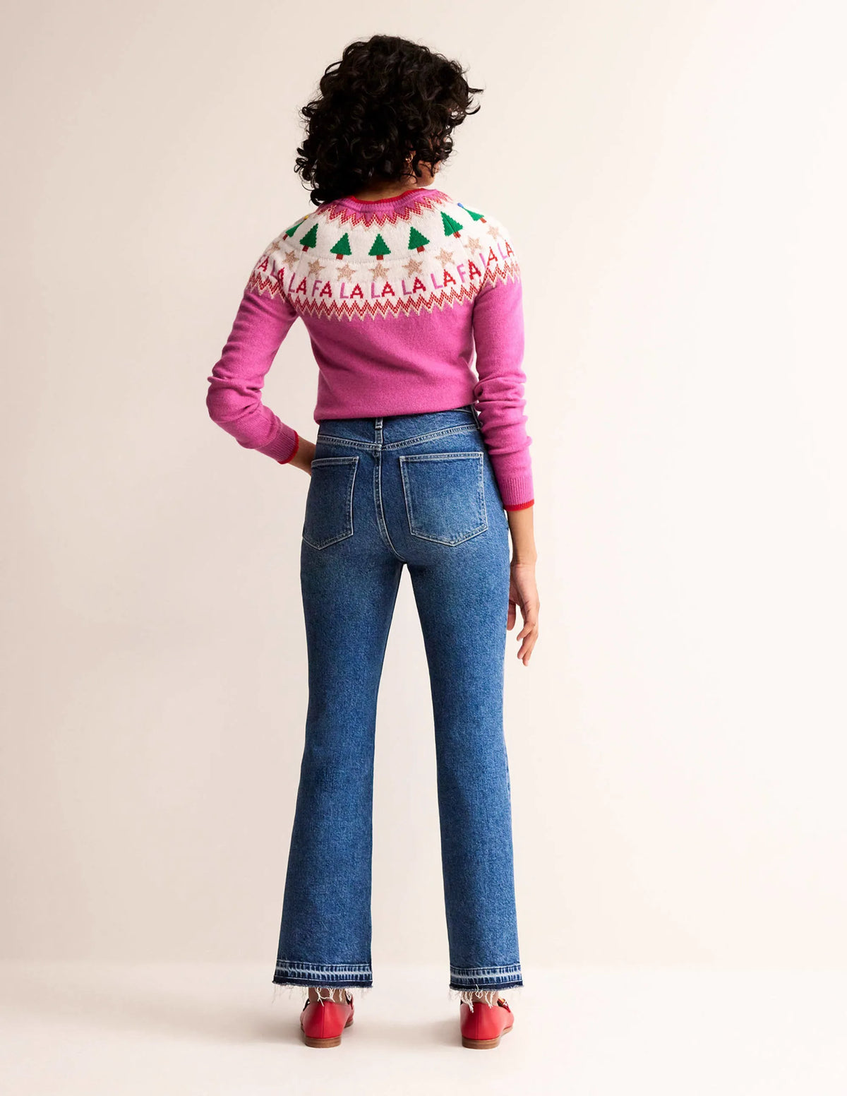 Edie Fair Isle Sweater-Vibrant Pink Fair Isle