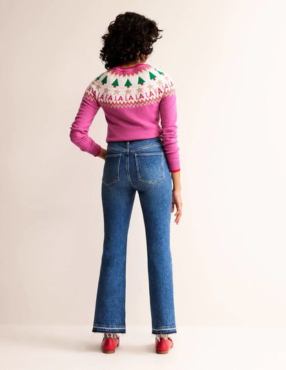 Edie Fair Isle Sweater-Vibrant Pink Fair Isle