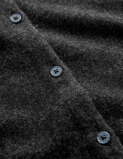 Eva Cashmere Crew Cardigan-Charcoal Melange