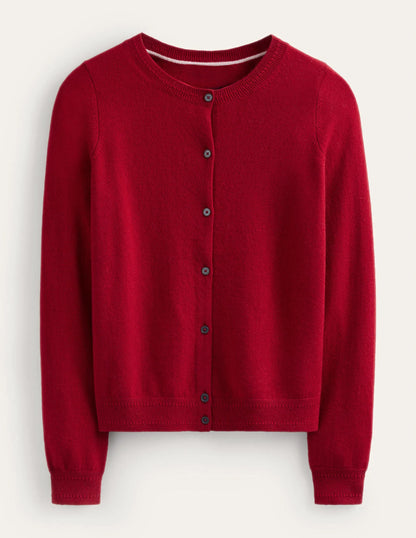 Eva Cashmere Crew Cardigan-Salsa