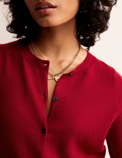 Eva Cashmere Crew Cardigan-Salsa