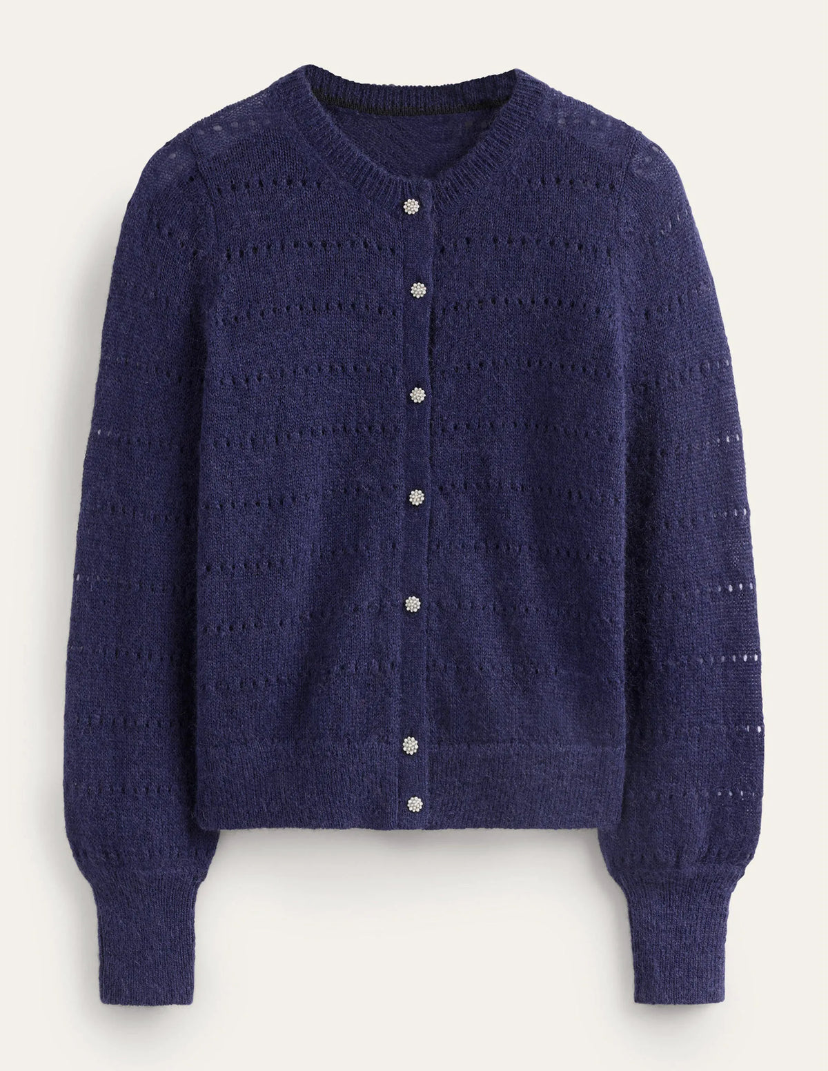 Fluffy Textured Cardigan-Navy