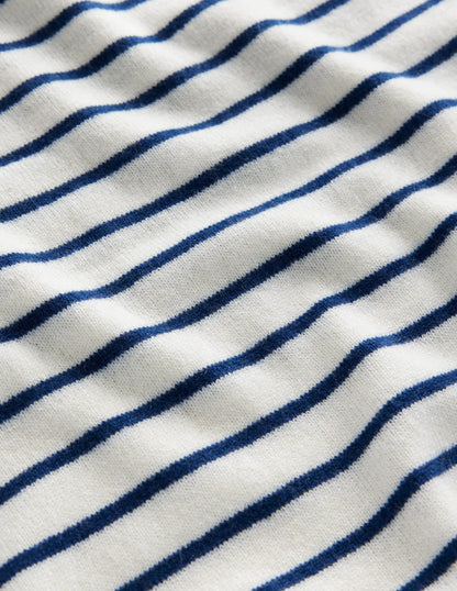 Striped Cashmere Sweater-Ivory / Navy