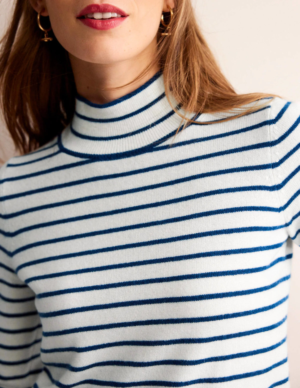 Striped Cashmere Sweater-Ivory / Navy