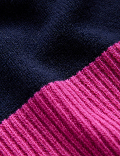 Olivia Merino Sweater-French Navy Colourblock