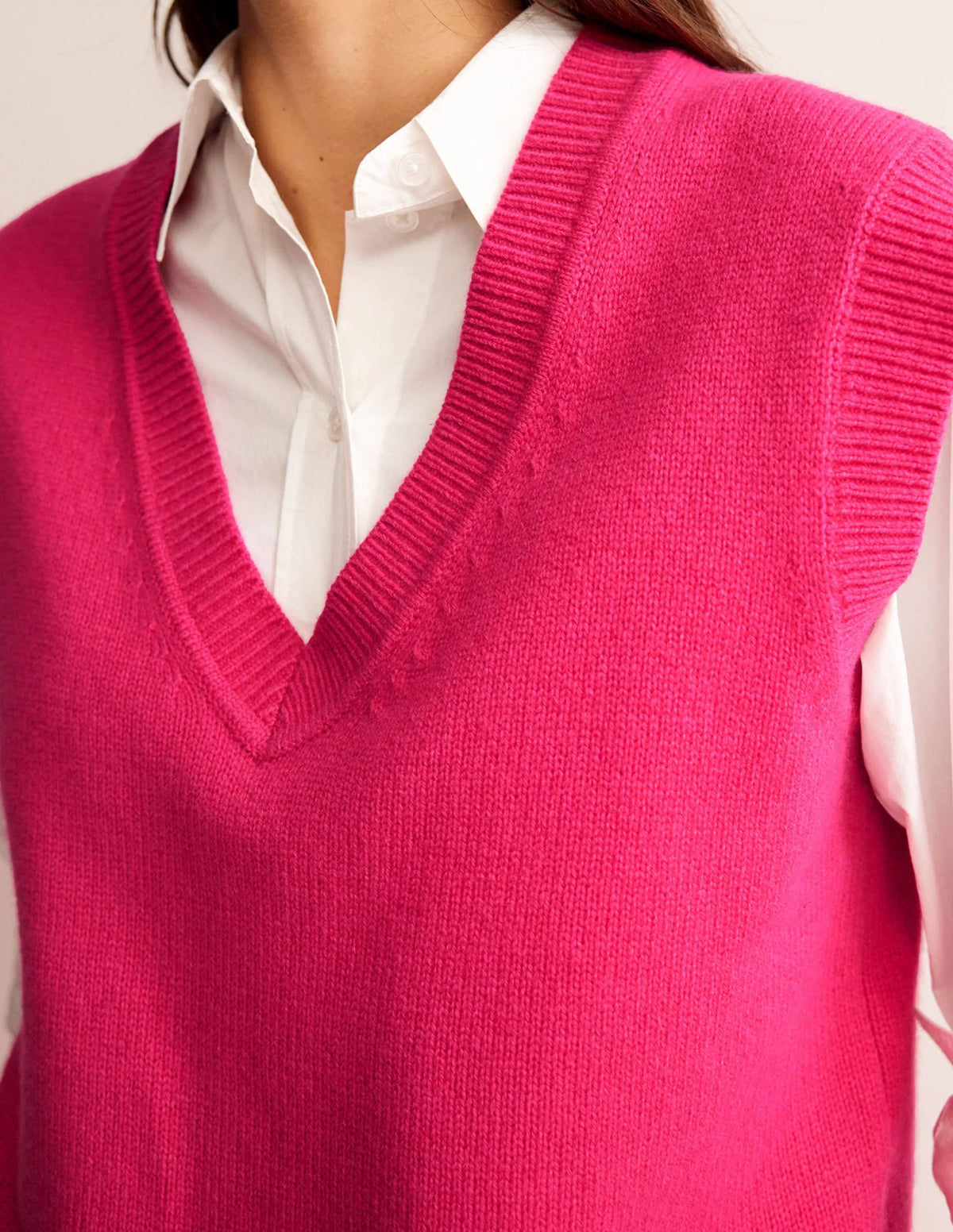 Olivia Merino Vest-Vibrant Pink
