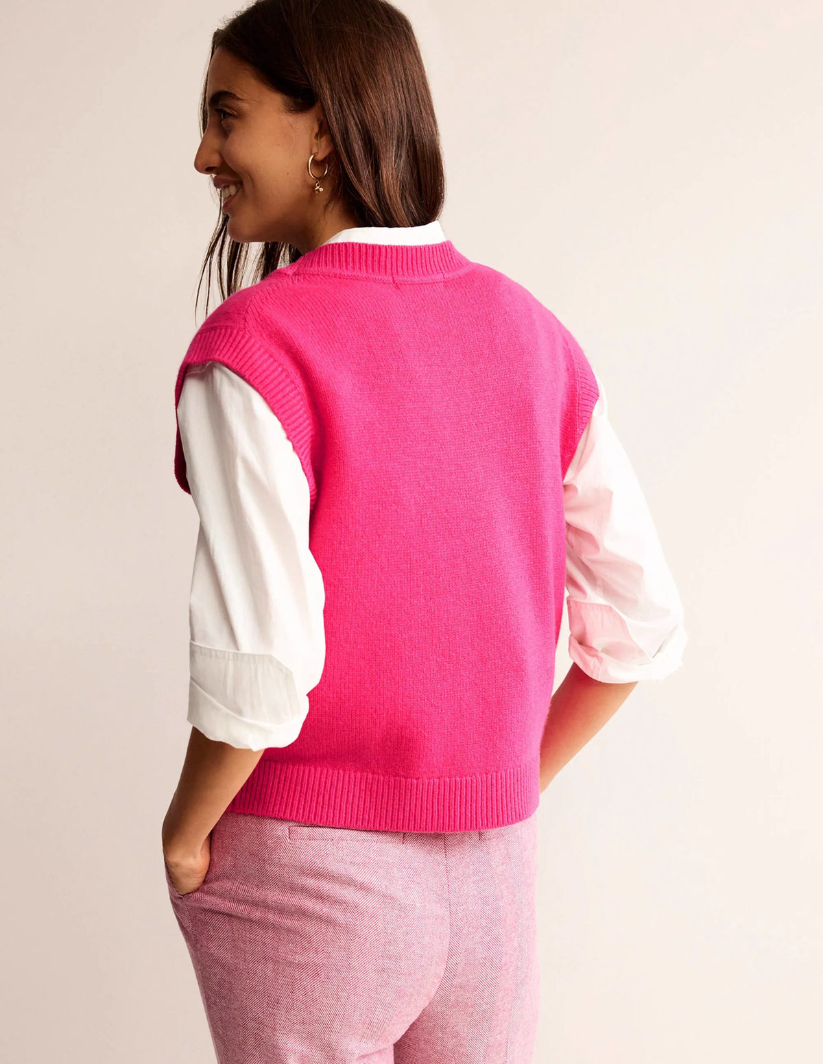 Olivia Merino Vest-Vibrant Pink