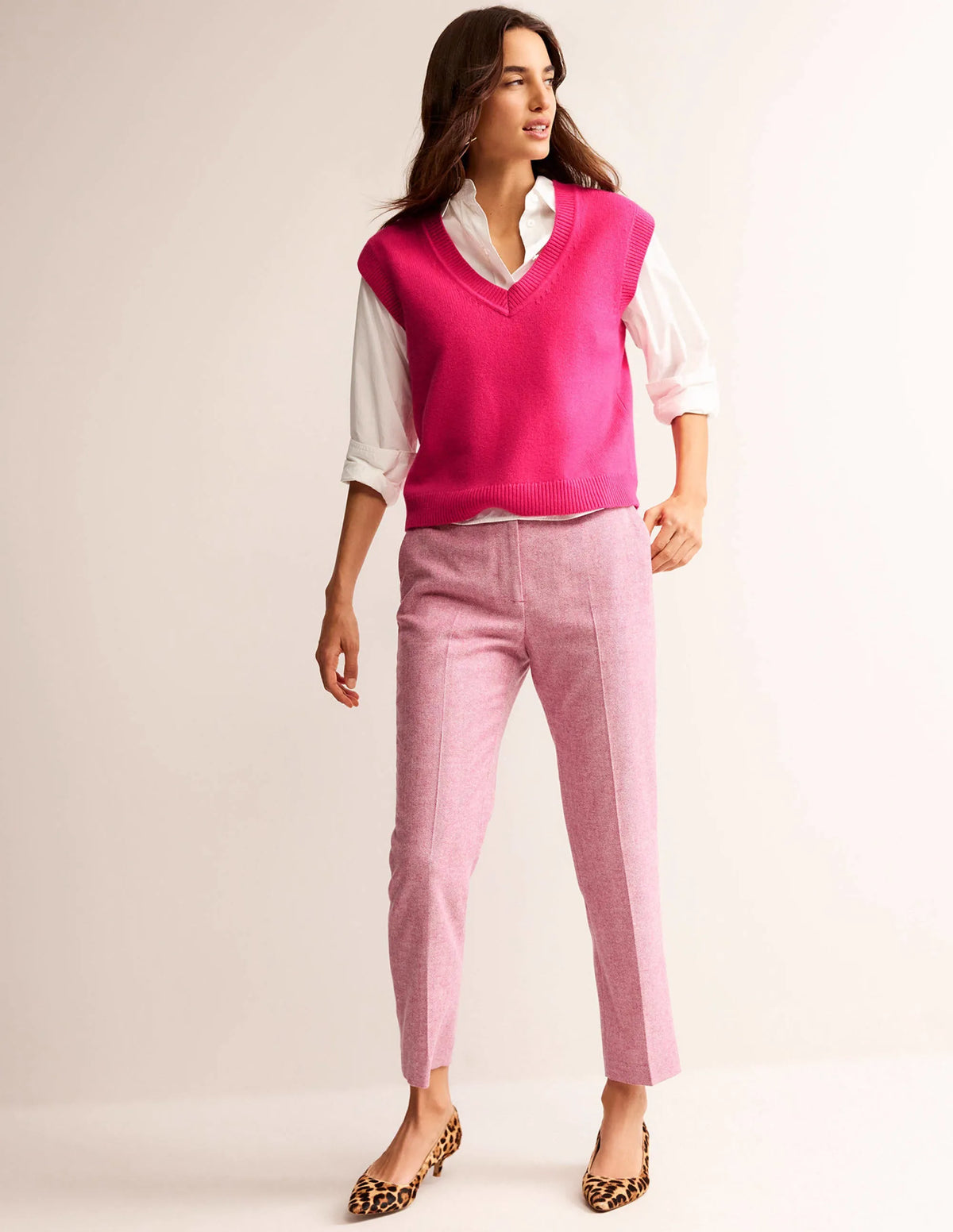 Olivia Merino Vest-Vibrant Pink