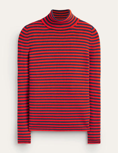 Catriona Roll Neck Sweater-French Navy / Fiesta Orange