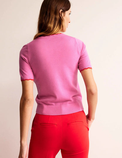 Merino Scalloped T-shirt-Mid Pink