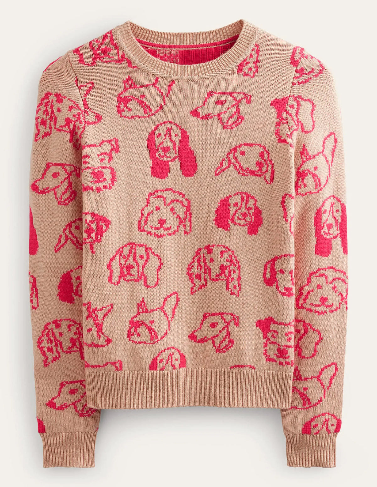 Heather Jacquard Sweater-Chinchilla, Raspberry Dogs