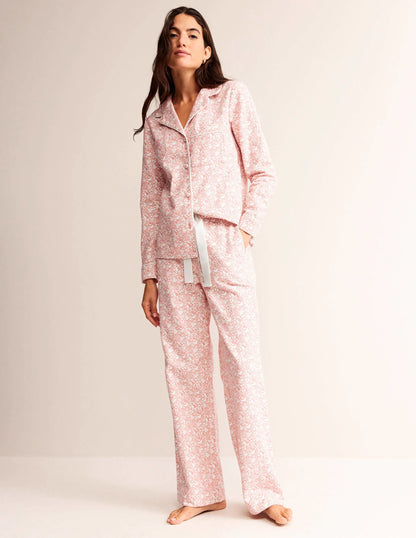 Brushed Cotton Pajama Pants-Rosette Blush, Forest Meadow