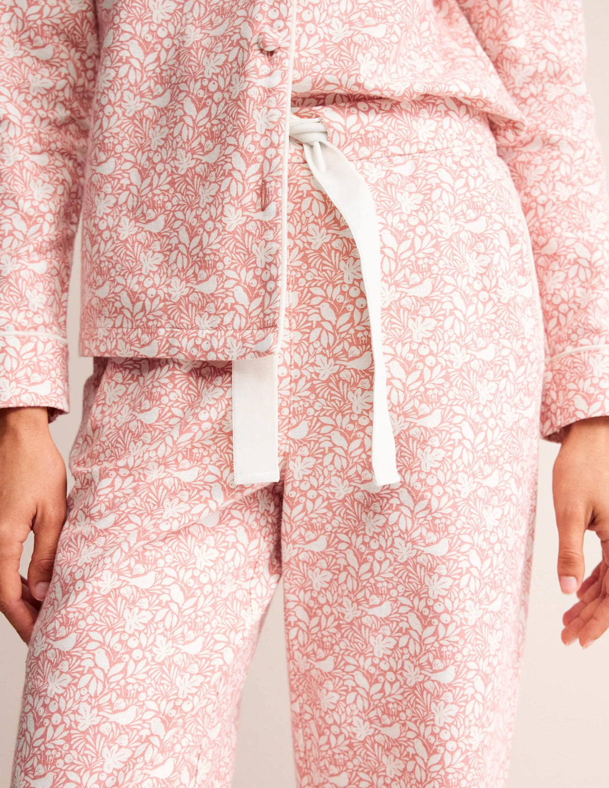 Brushed Cotton Pajama Pants-Rosette Blush, Forest Meadow