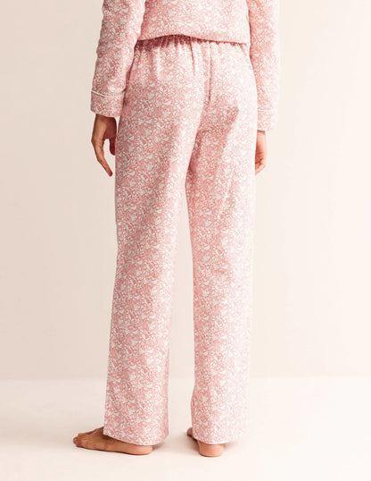 Brushed Cotton Pajama Pants-Rosette Blush, Forest Meadow