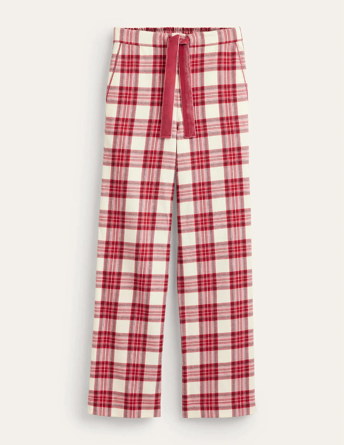 Brushed Cotton Pajama Pants-Tonal Reds Check