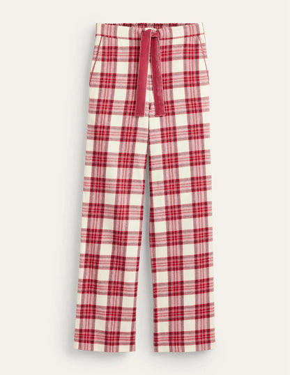 Brushed Cotton Pajama Pants-Tonal Reds Check