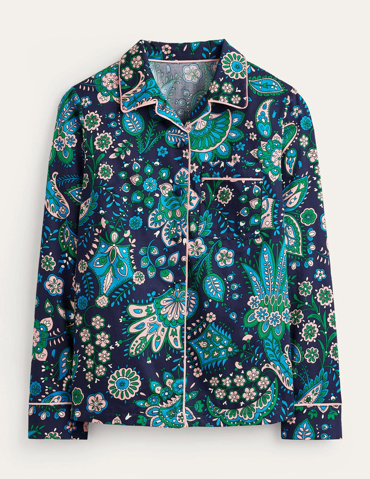 Cotton Sateen Pajama Shirt-Multi, Azalea Bloom