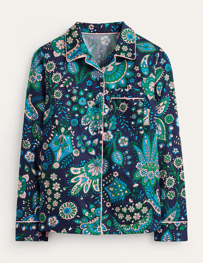 Cotton Sateen Pajama Shirt-Multi, Azalea Bloom