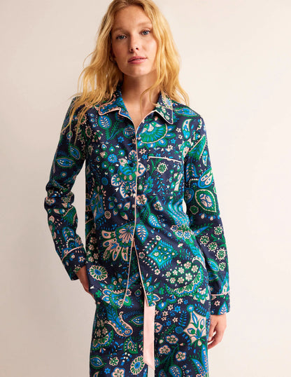 Cotton Sateen Pajama Shirt-Multi, Azalea Bloom