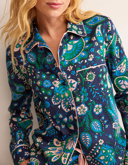 Cotton Sateen Pajama Shirt-Multi, Azalea Bloom