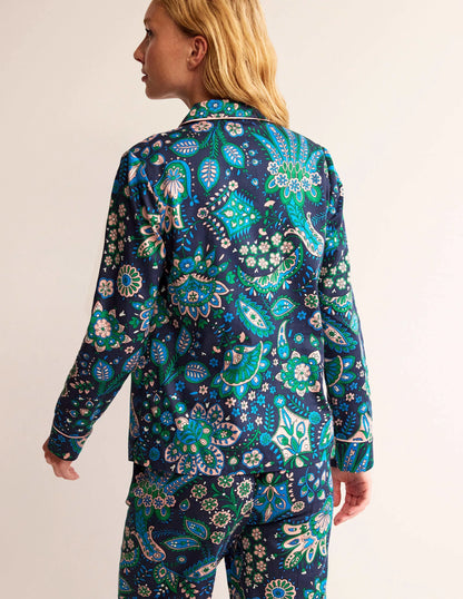Cotton Sateen Pajama Shirt-Multi, Azalea Bloom