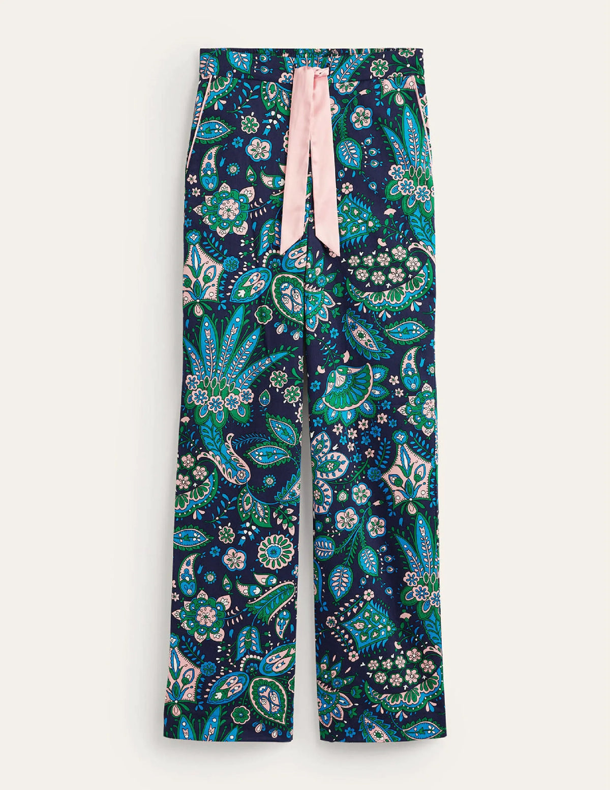 Cotton Sateen Pajama Trousers-Multi, Azalea Bloom