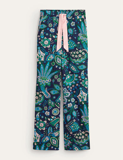 Cotton Sateen Pajama Trousers-Multi, Azalea Bloom